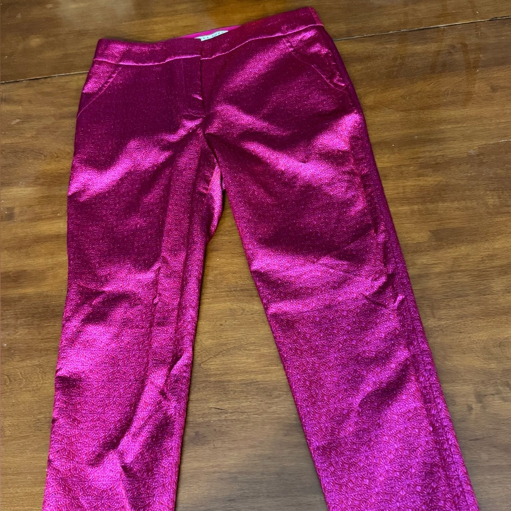 Trina Turk metallic hot pink trouser pants size 6